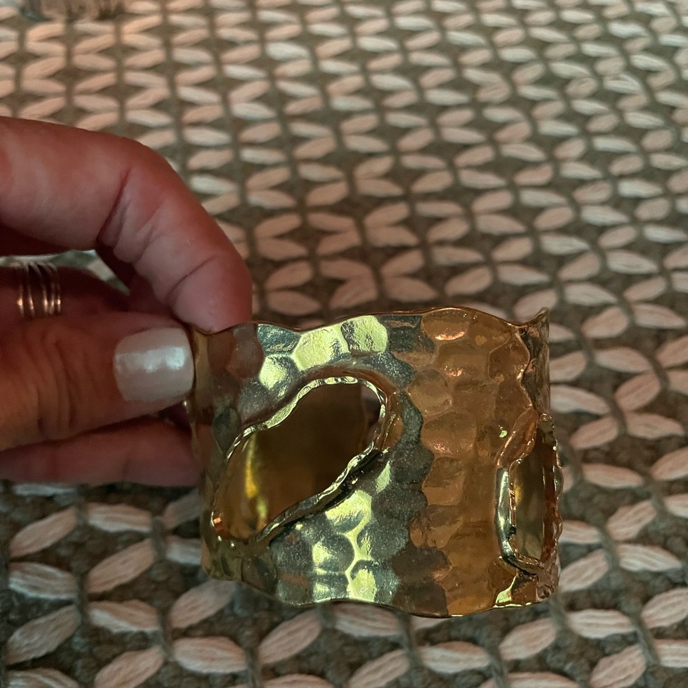 IMAN Gold Hammered Cuff Bracelet